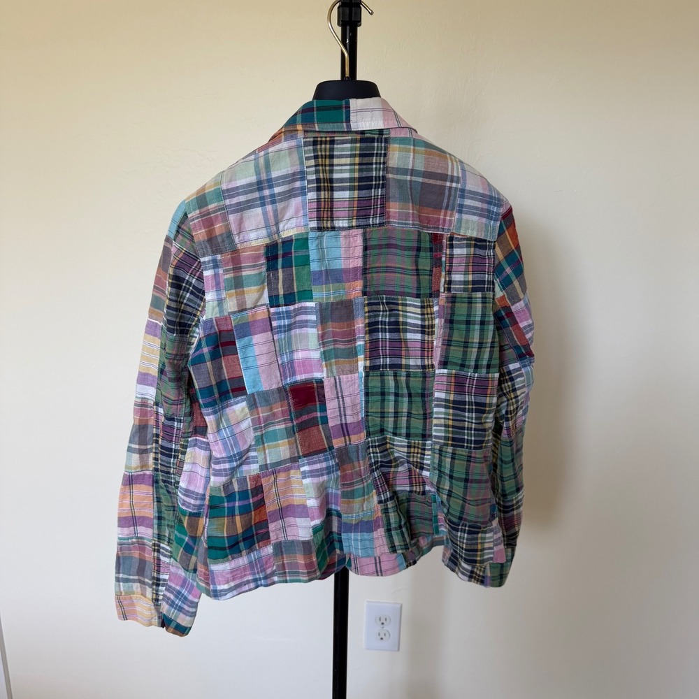 Morrissey Womens Patchwork Plaid Blazer Jacket Multi Color Cotton Sz 10 USA - Picture 3 of 7